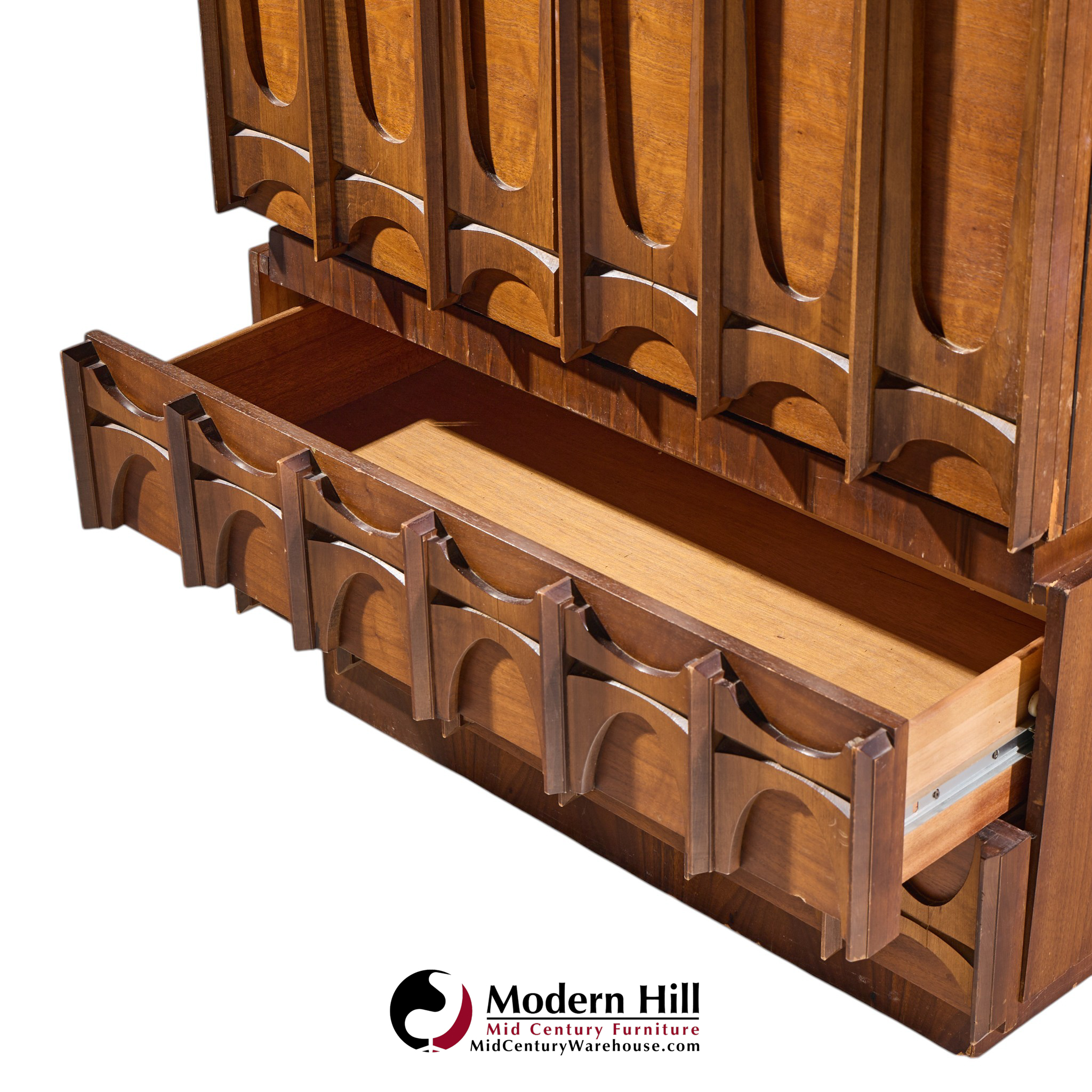 tobago brutalist mid century walnut armoire dresser
