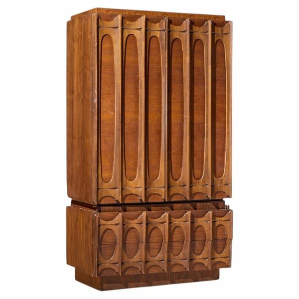 tobago brutalist mid century walnut armoire dresser