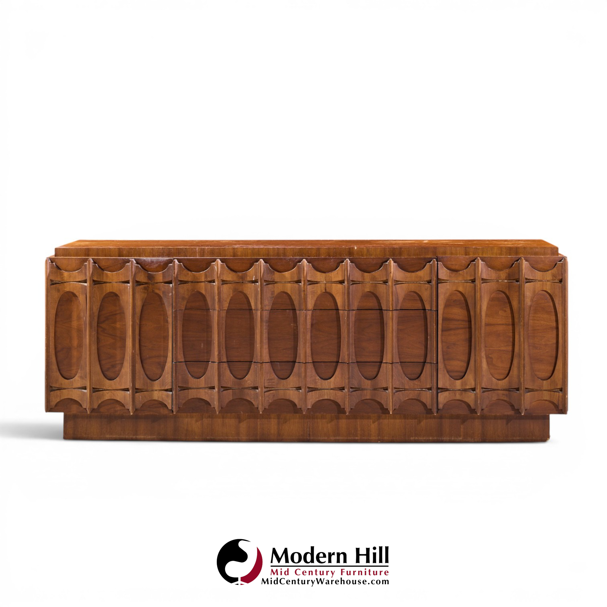 tobago brutalist mid century walnut lowboy dresser