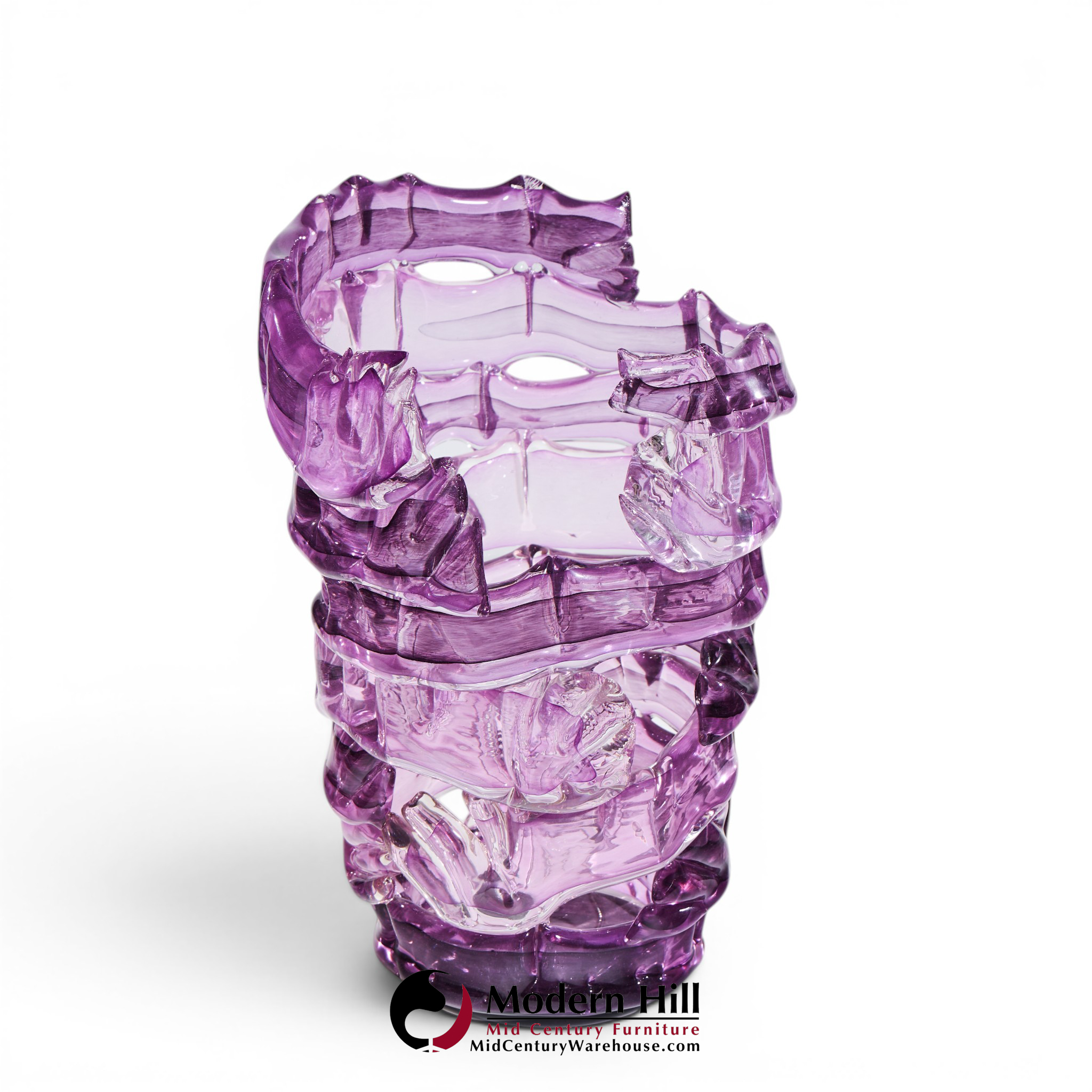 tom philabaum signed large hand-built glass vase