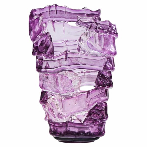 tom philabaum signed large hand-built glass vase