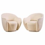 vladimir kagan for directional model 100a mid century swivel lounge chairs - pair