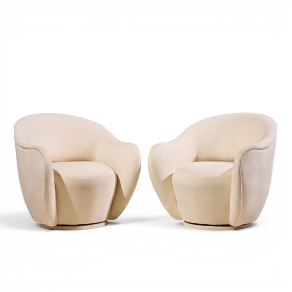 vladimir kagan for directional model 100a mid century swivel lounge chairs - pair