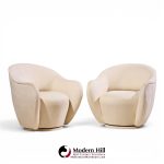 vladimir kagan for directional model 100a mid century swivel lounge chairs - pair