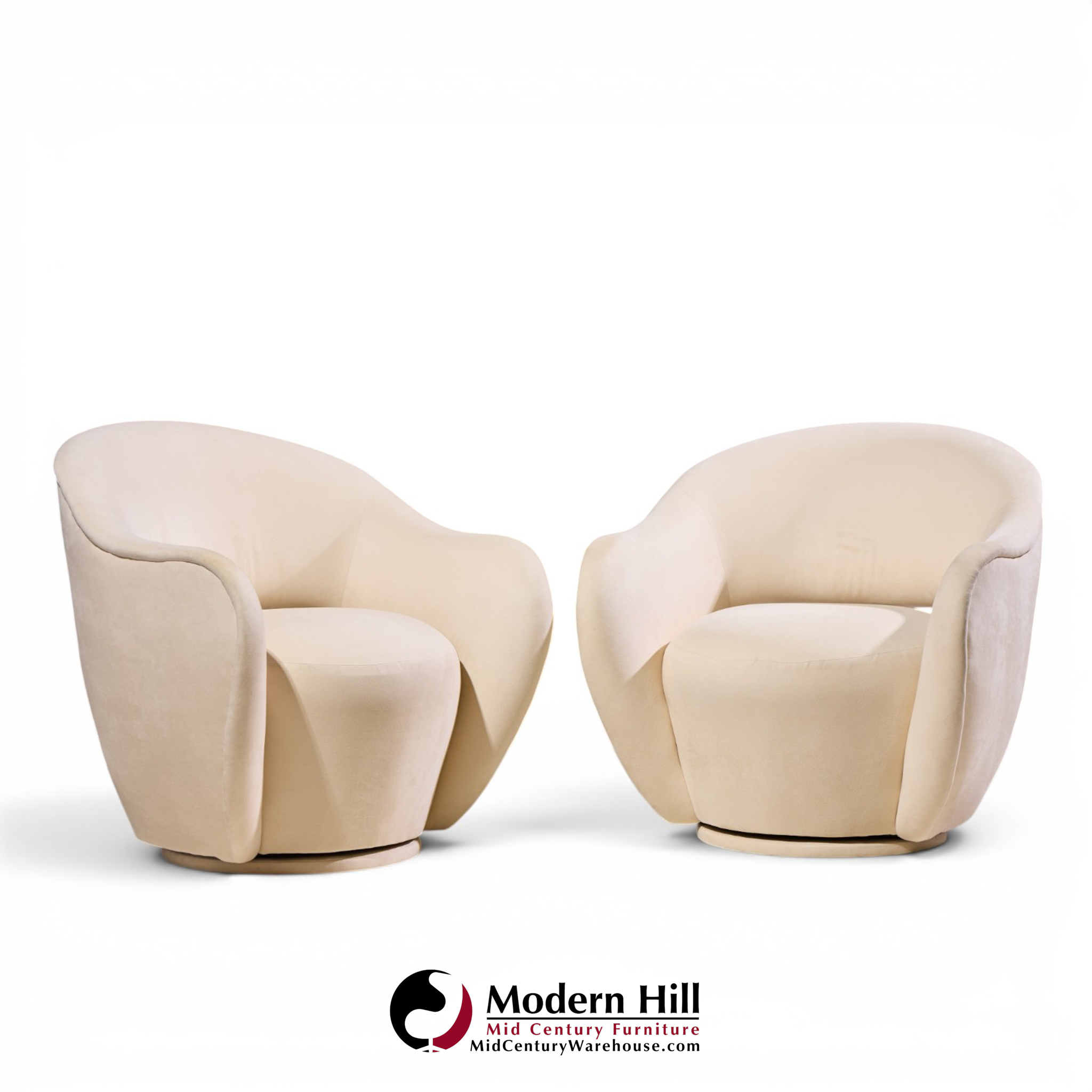 vladimir kagan for directional model 100a mid century swivel lounge chairs - pair