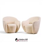 vladimir kagan for directional model 100a mid century swivel lounge chairs - pair