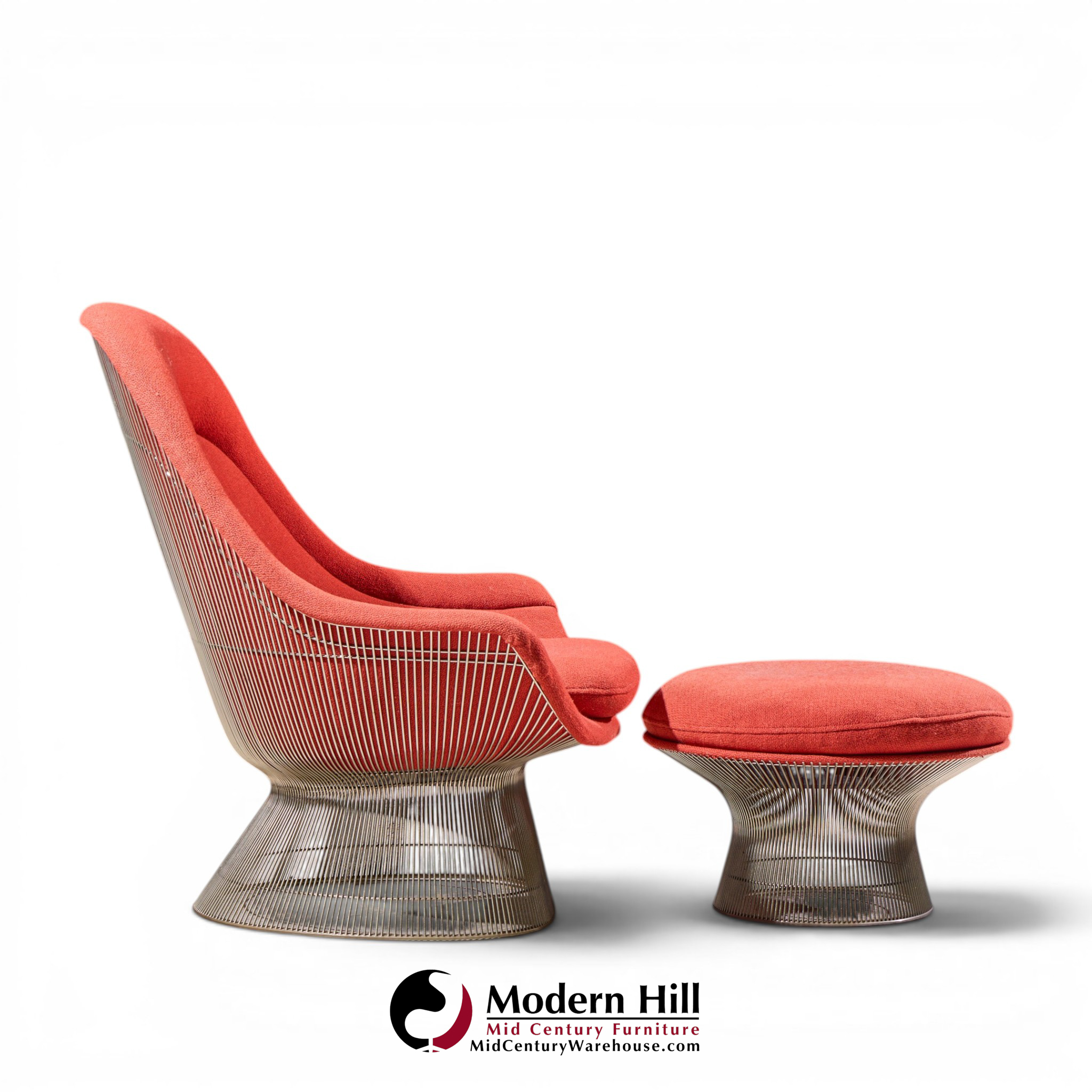 warren platner for knoll mid century easy lounge chair and ottoman