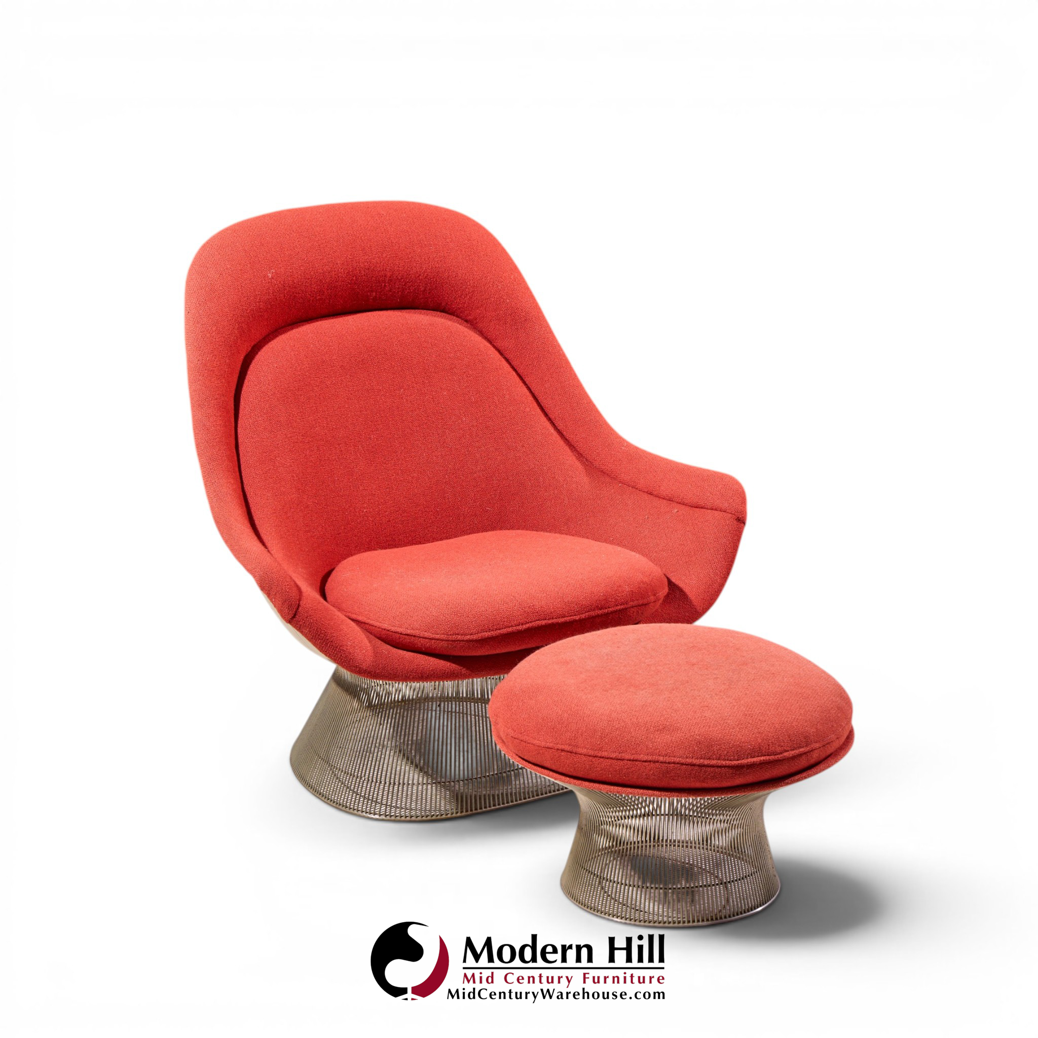 warren platner for knoll mid century easy lounge chair and ottoman