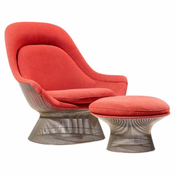 warren platner for knoll mid century easy lounge chair and ottoman