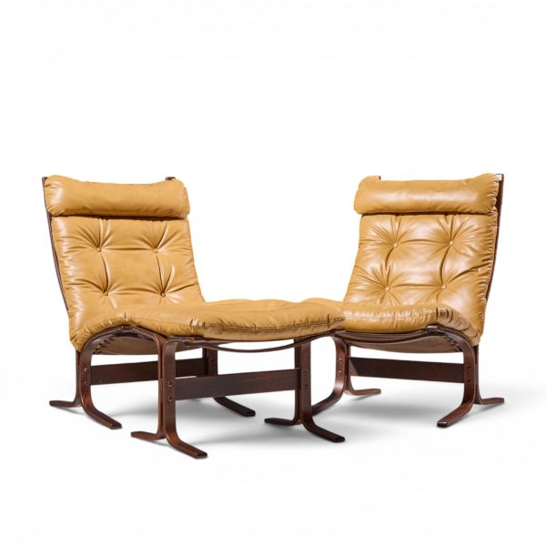 westnofa mid century norwegian siesta bentwood lounge chairs - pair with ottoman