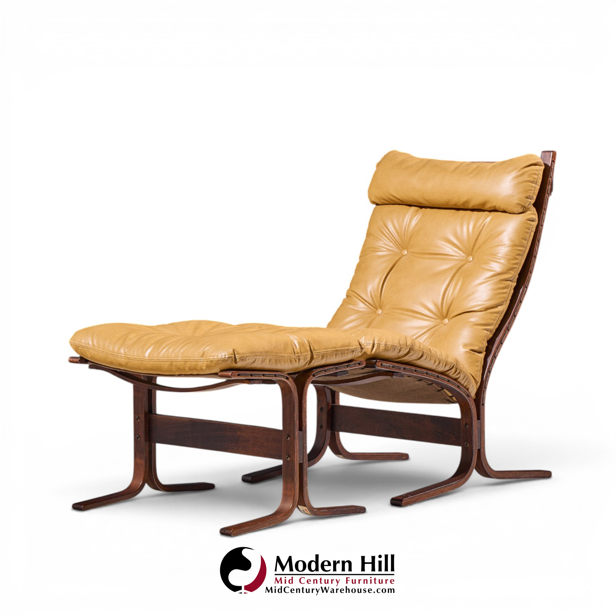 westnofa mid century norwegian siesta bentwood lounge chairs - pair with ottoman