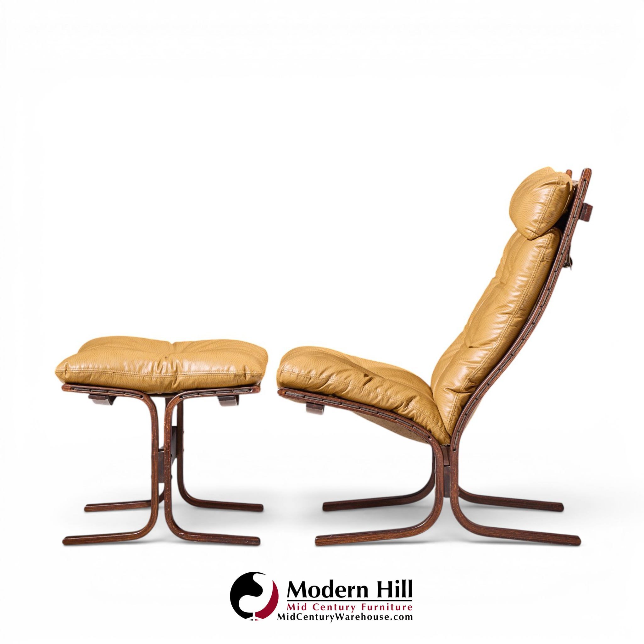westnofa mid century norwegian siesta bentwood lounge chairs - pair with ottoman