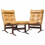 westnofa mid century norwegian siesta bentwood lounge chairs - pair with ottoman