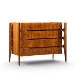william hinn mid century walnut curved front lowboy dresser