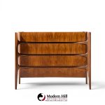 william hinn mid century walnut curved front lowboy dresser