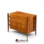 william hinn mid century walnut curved front lowboy dresser