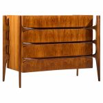 william hinn mid century walnut curved front lowboy dresser
