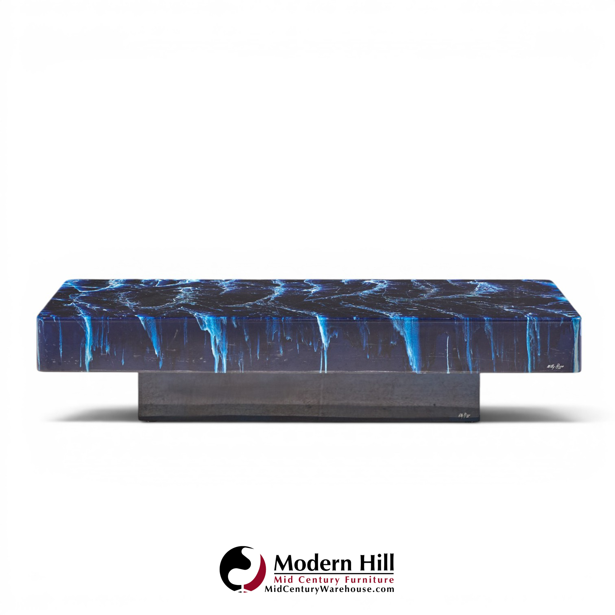 willy rizzo mid century faux marble coffee table