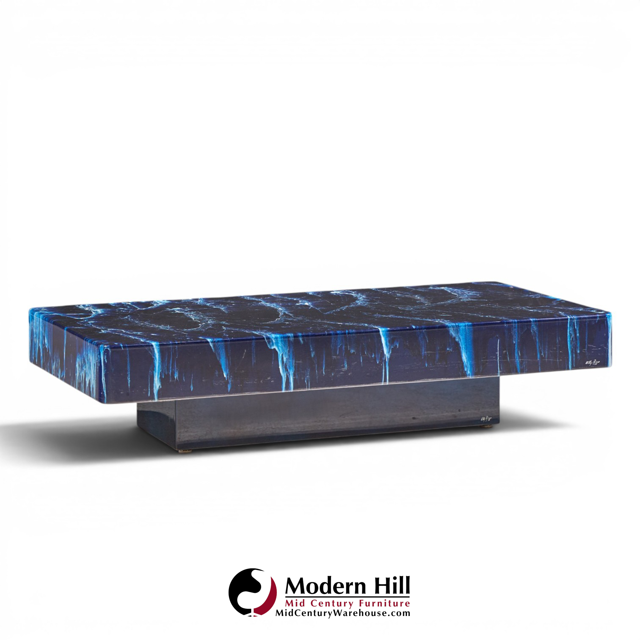 willy rizzo mid century faux marble coffee table