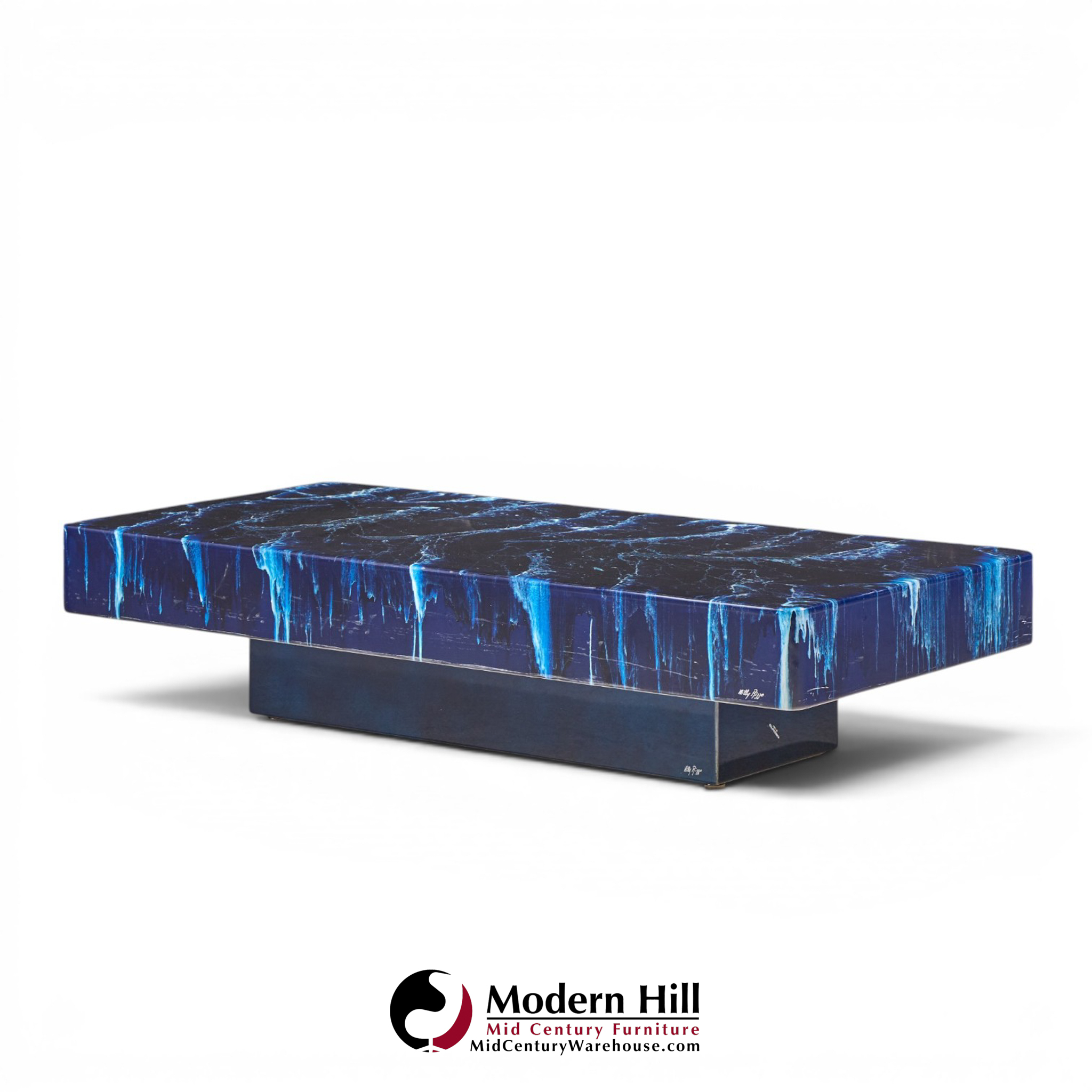 willy rizzo mid century faux marble coffee table