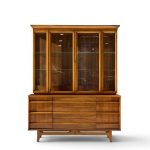 young manufacturing mid century curved walnut credenza and hutch