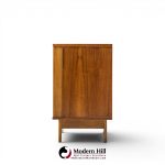 young manufacturing mid century curved walnut credenza and hutch