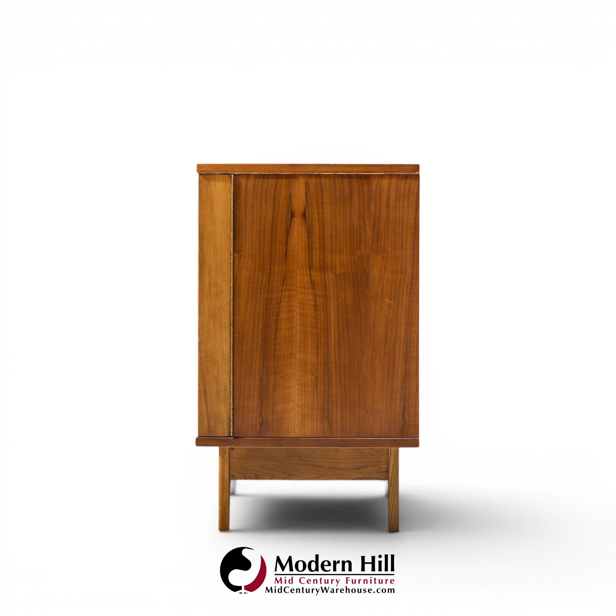 young manufacturing mid century curved walnut credenza and hutch