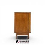 young manufacturing mid century curved walnut credenza and hutch