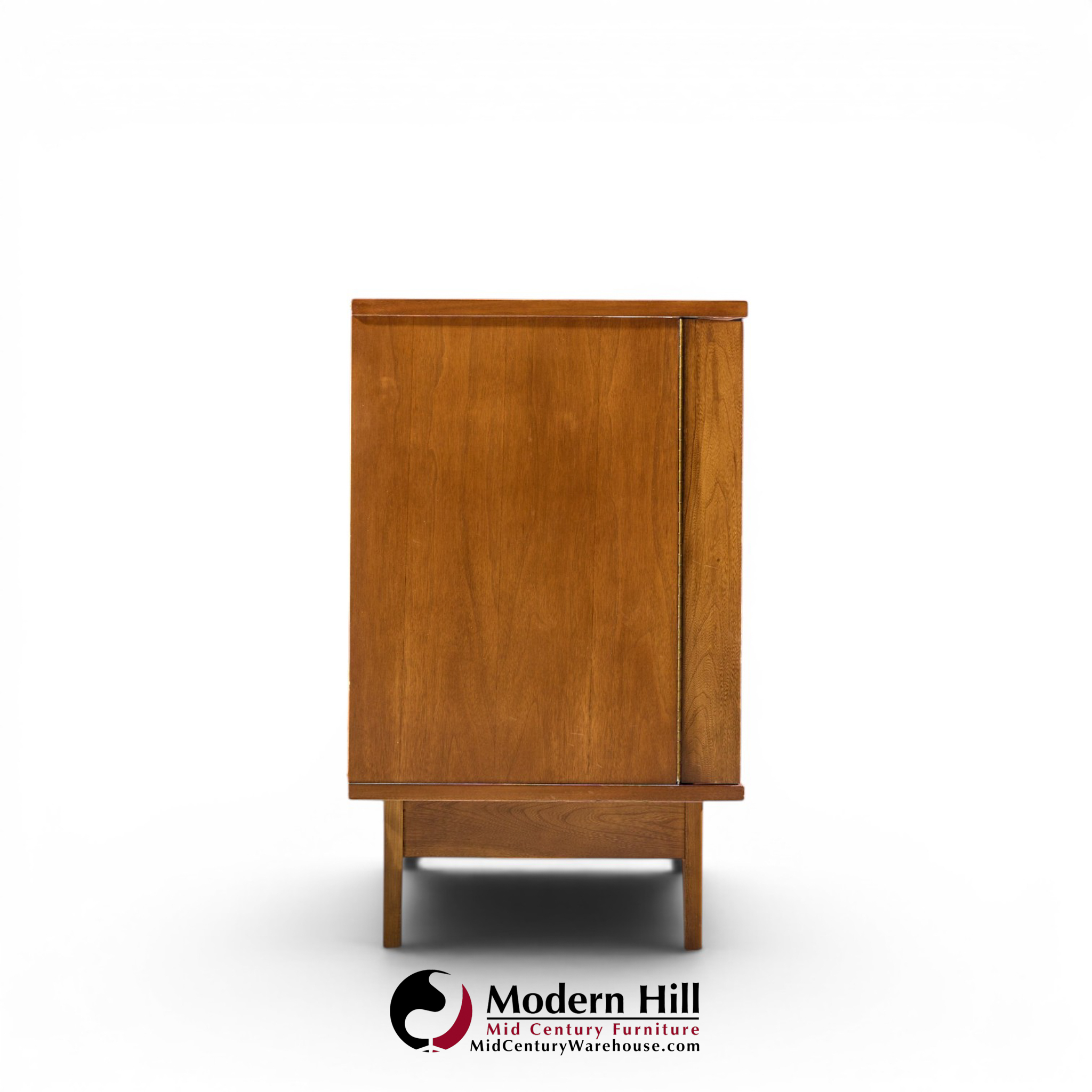 young manufacturing mid century curved walnut credenza and hutch