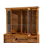young manufacturing mid century curved walnut credenza and hutch