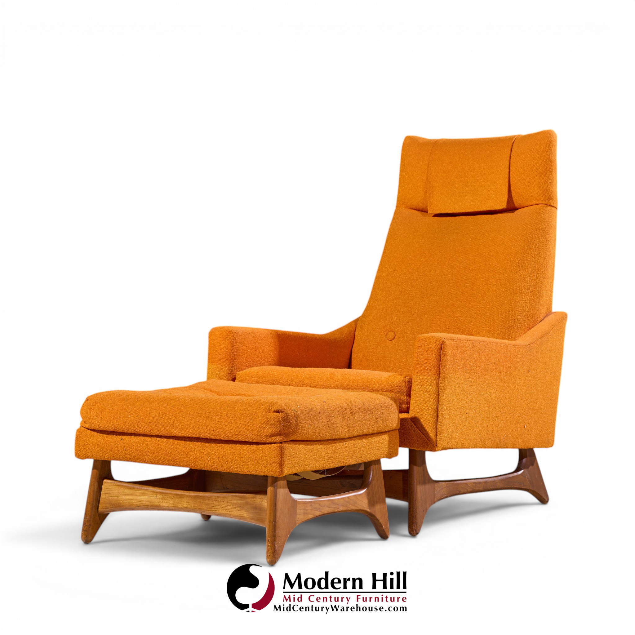 adrian pearsall style kroehler mid century lounge chair and ottoman