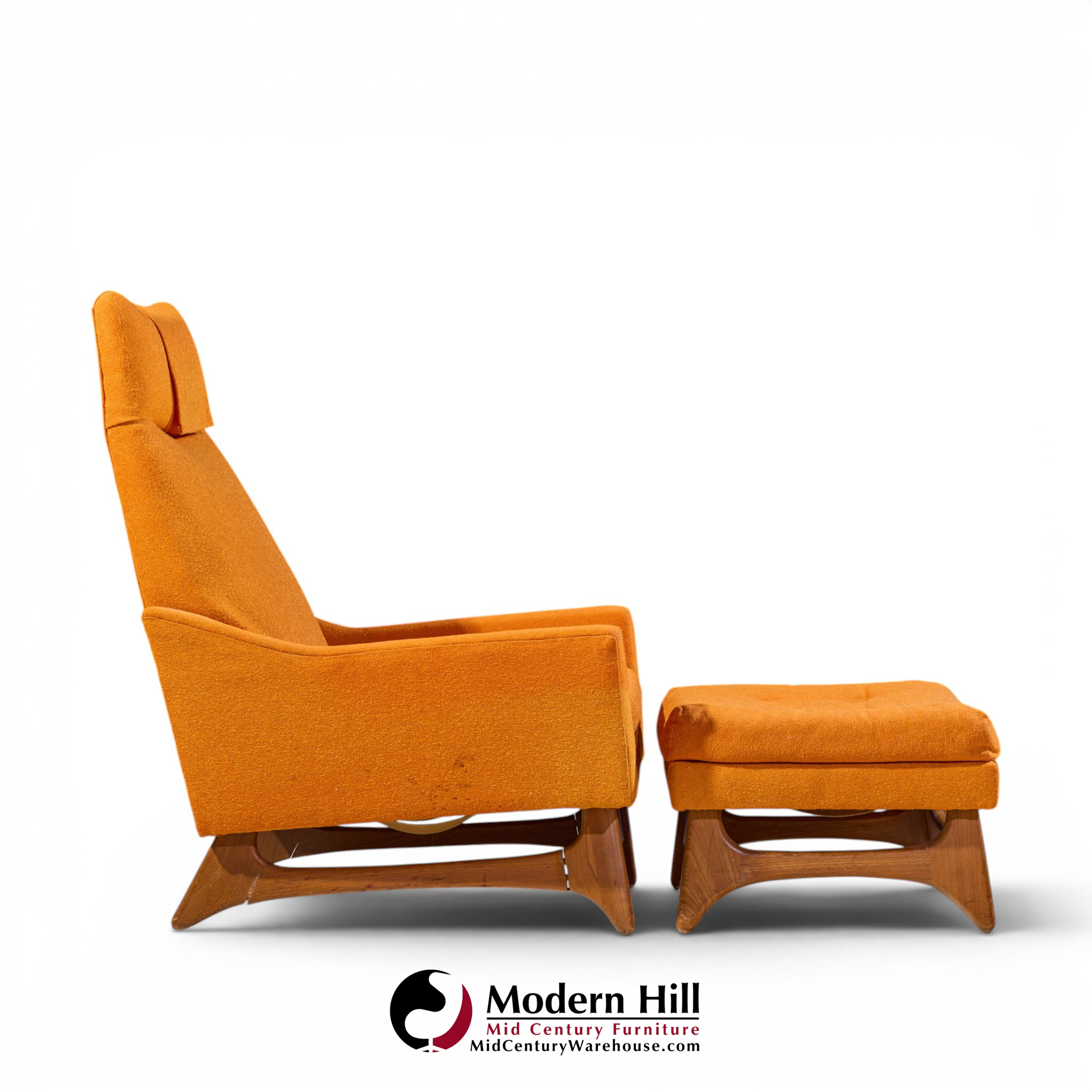 adrian pearsall style kroehler mid century lounge chair and ottoman