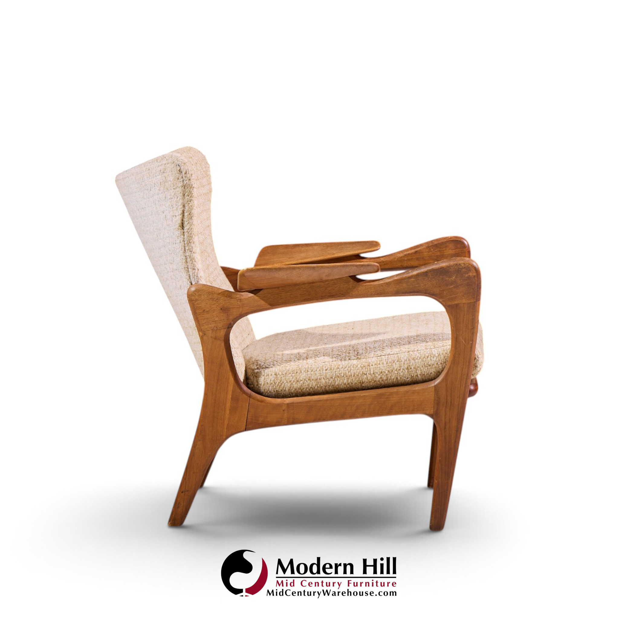 adrian pearsall for craft associates 2291-c mid century walnut lounge chairs - pair