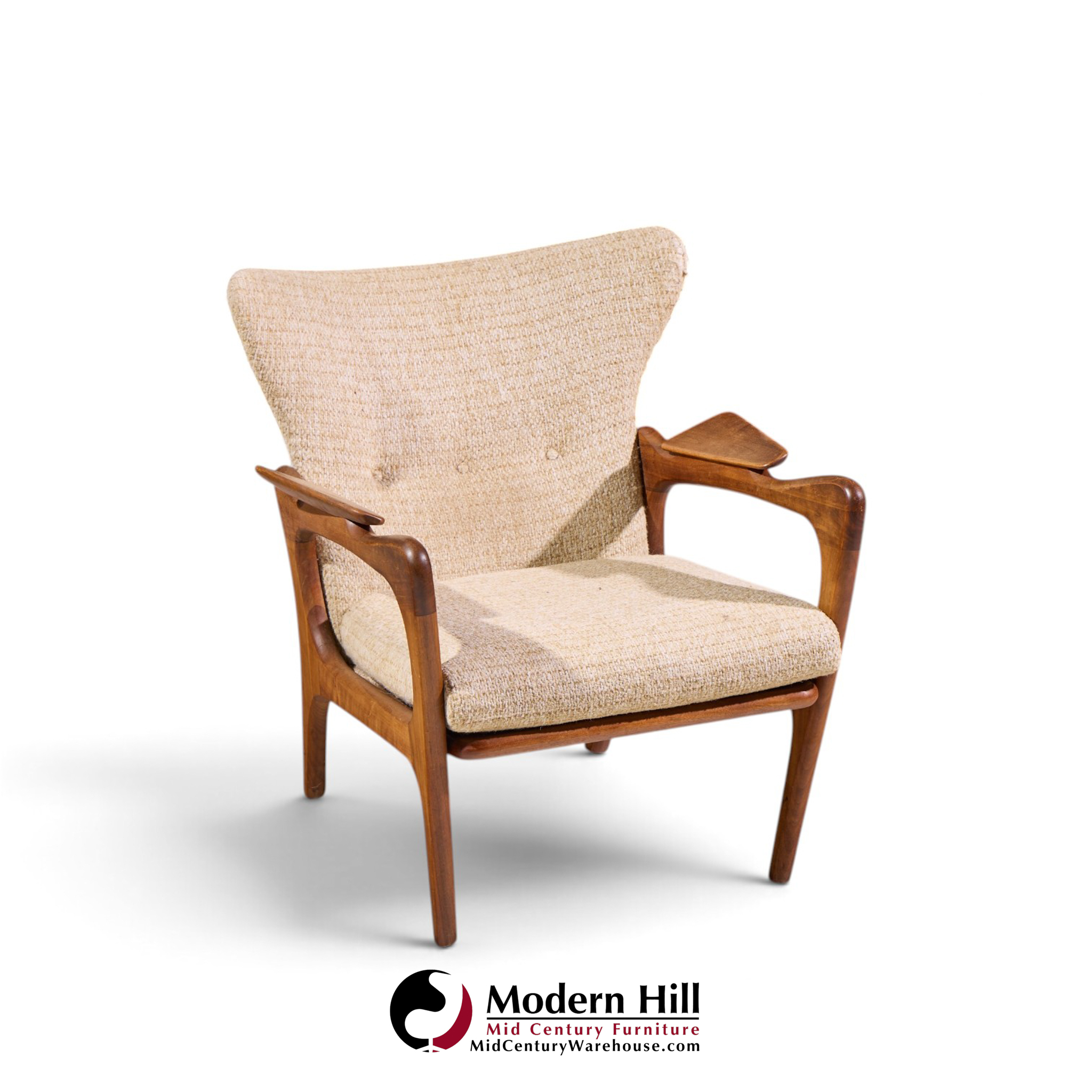 adrian pearsall for craft associates 2291-c mid century walnut lounge chairs - pair