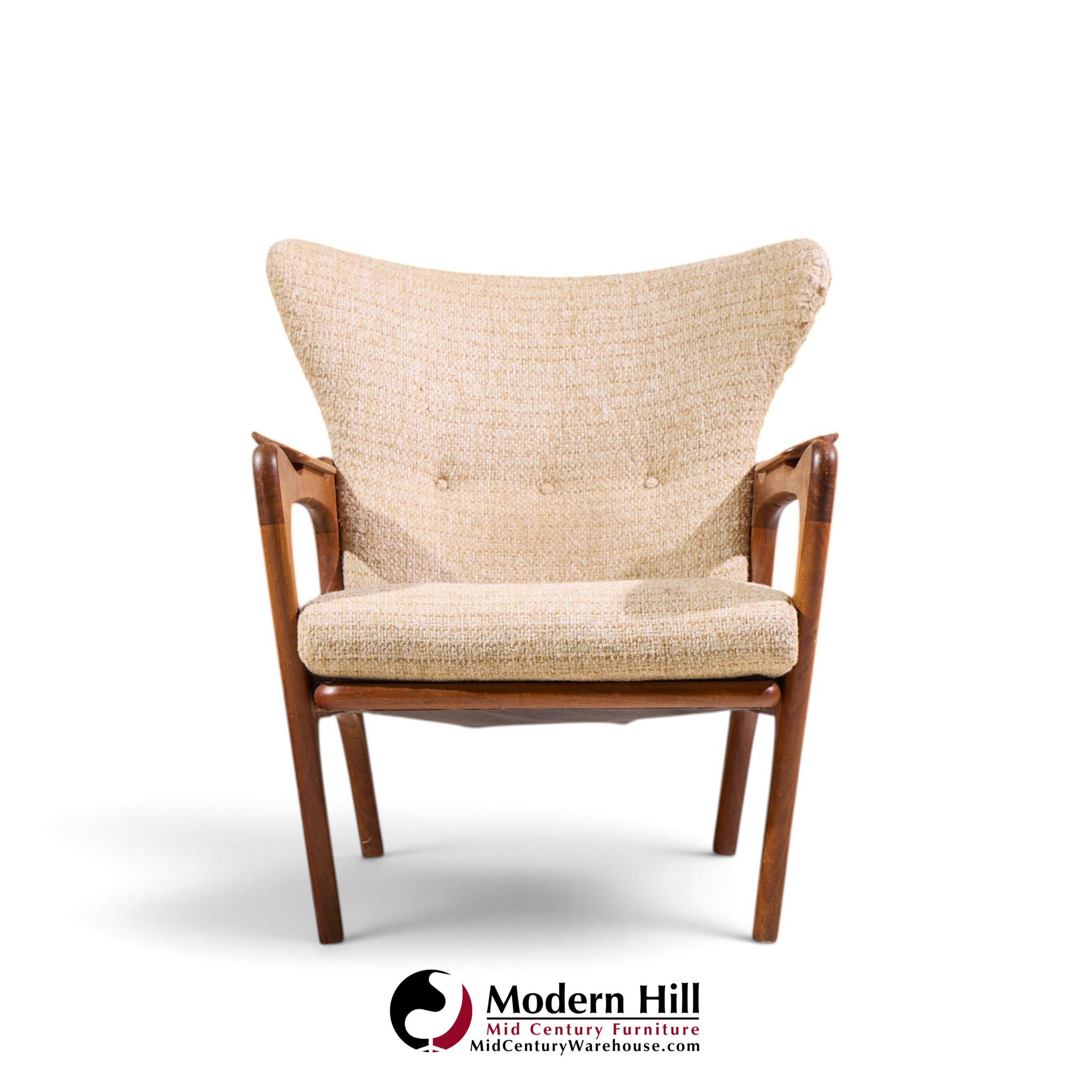 adrian pearsall for craft associates 2291-c mid century walnut lounge chairs - pair