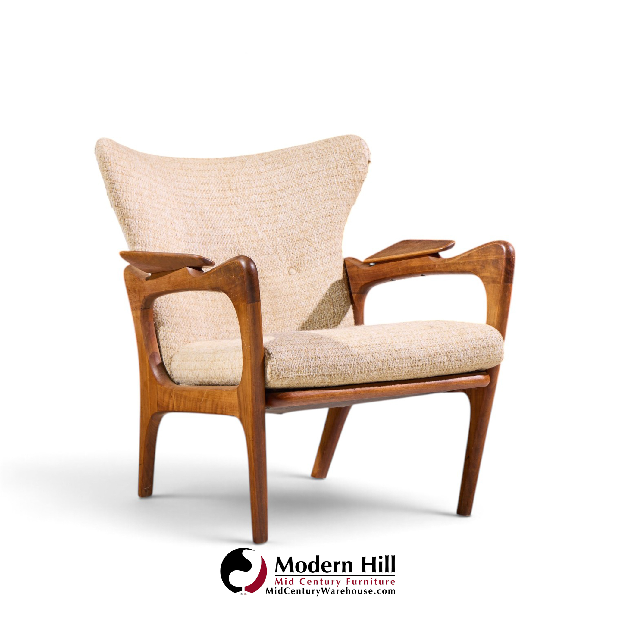 adrian pearsall for craft associates 2291-c mid century walnut lounge chairs - pair