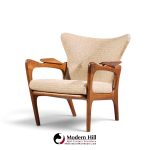 adrian pearsall for craft associates 2291-c mid century walnut lounge chairs - pair