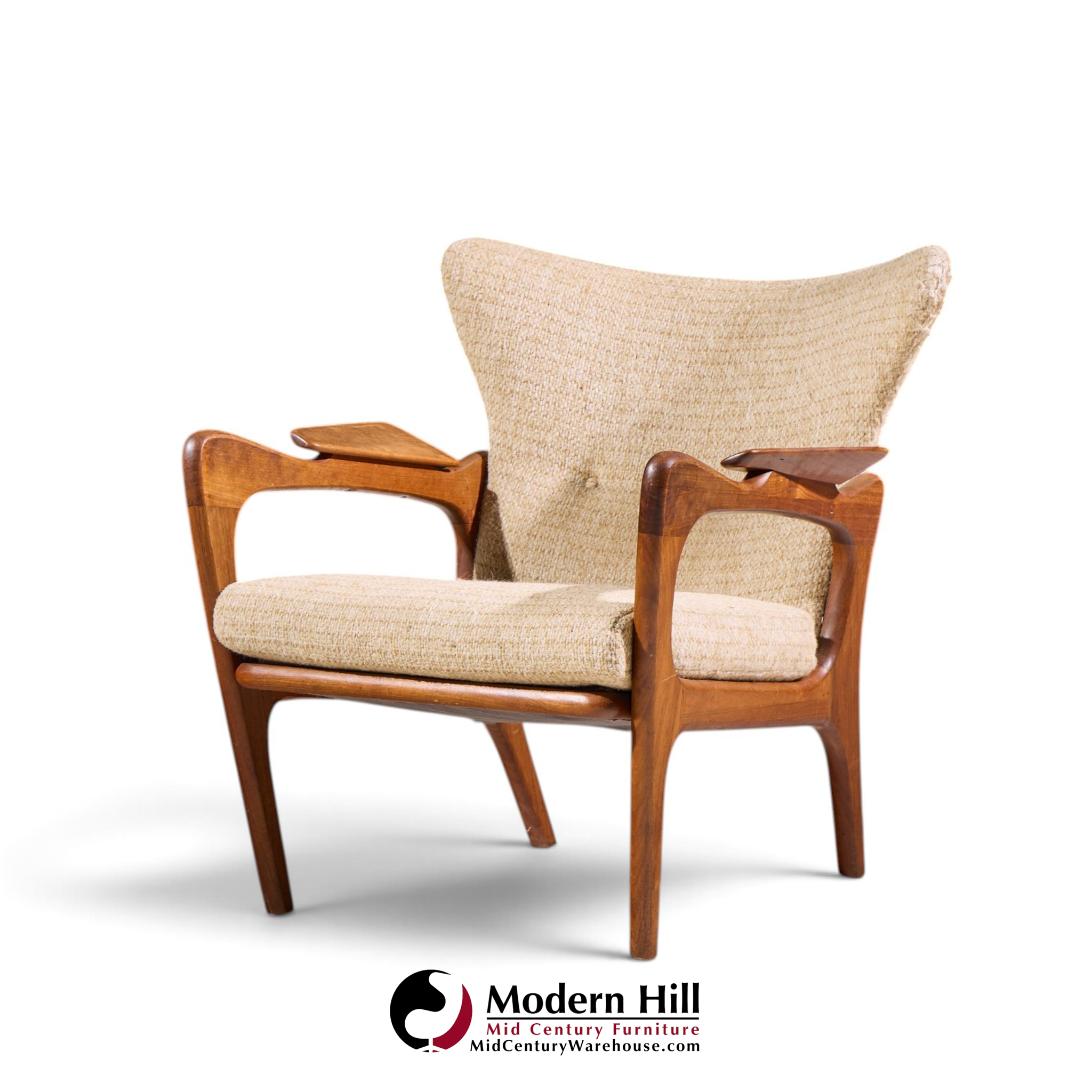 adrian pearsall for craft associates 2291-c mid century walnut lounge chairs - pair