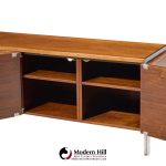 alexis yermakov for stow & davis electra series mid century walnut and chrome credenza