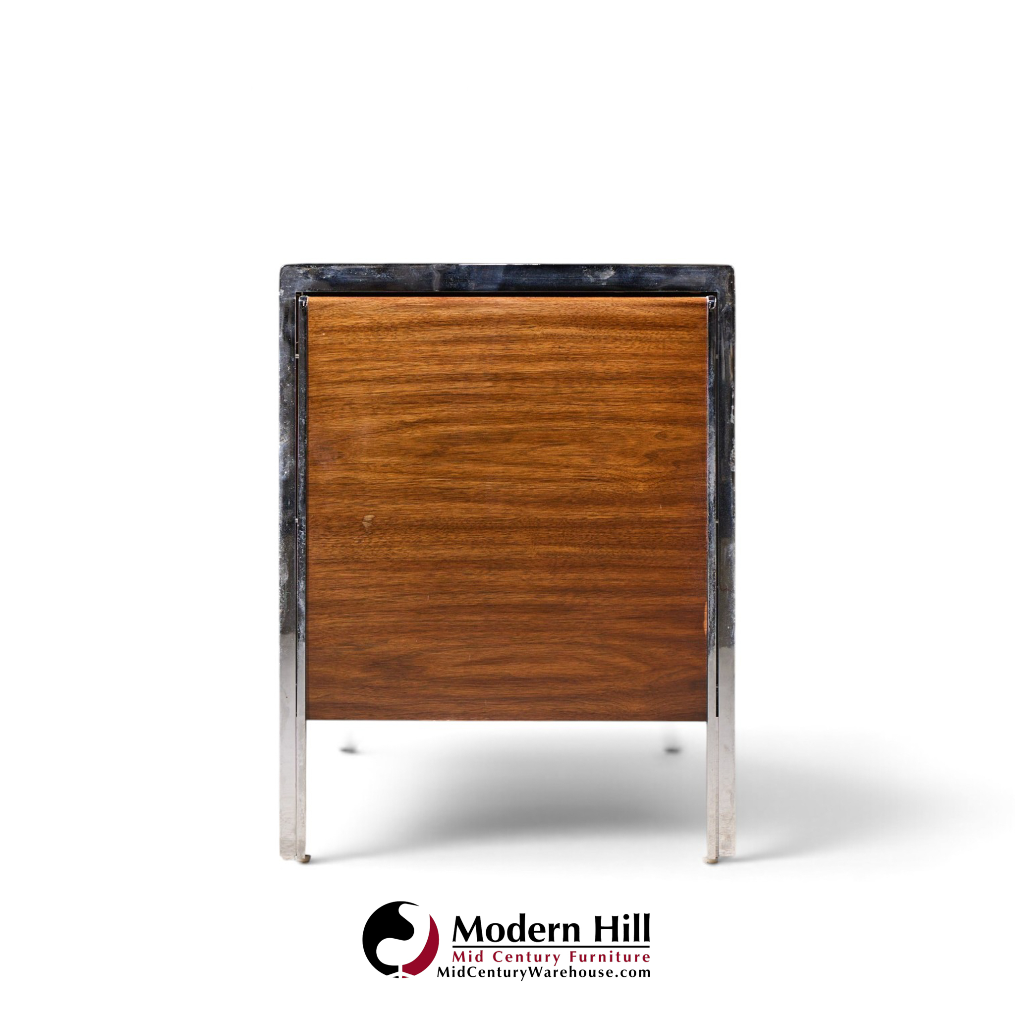 alexis yermakov for stow & davis electra series mid century walnut and chrome credenza