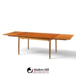 arne vodder for sibast mid century danish teak expanding dining table with 2 leaves