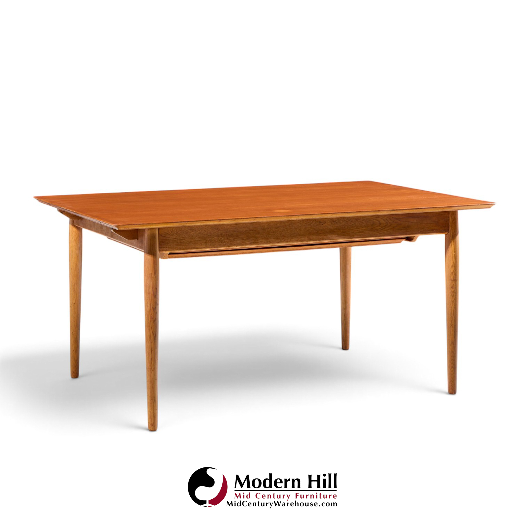 arne vodder for sibast mid century danish teak expanding dining table with 2 leaves