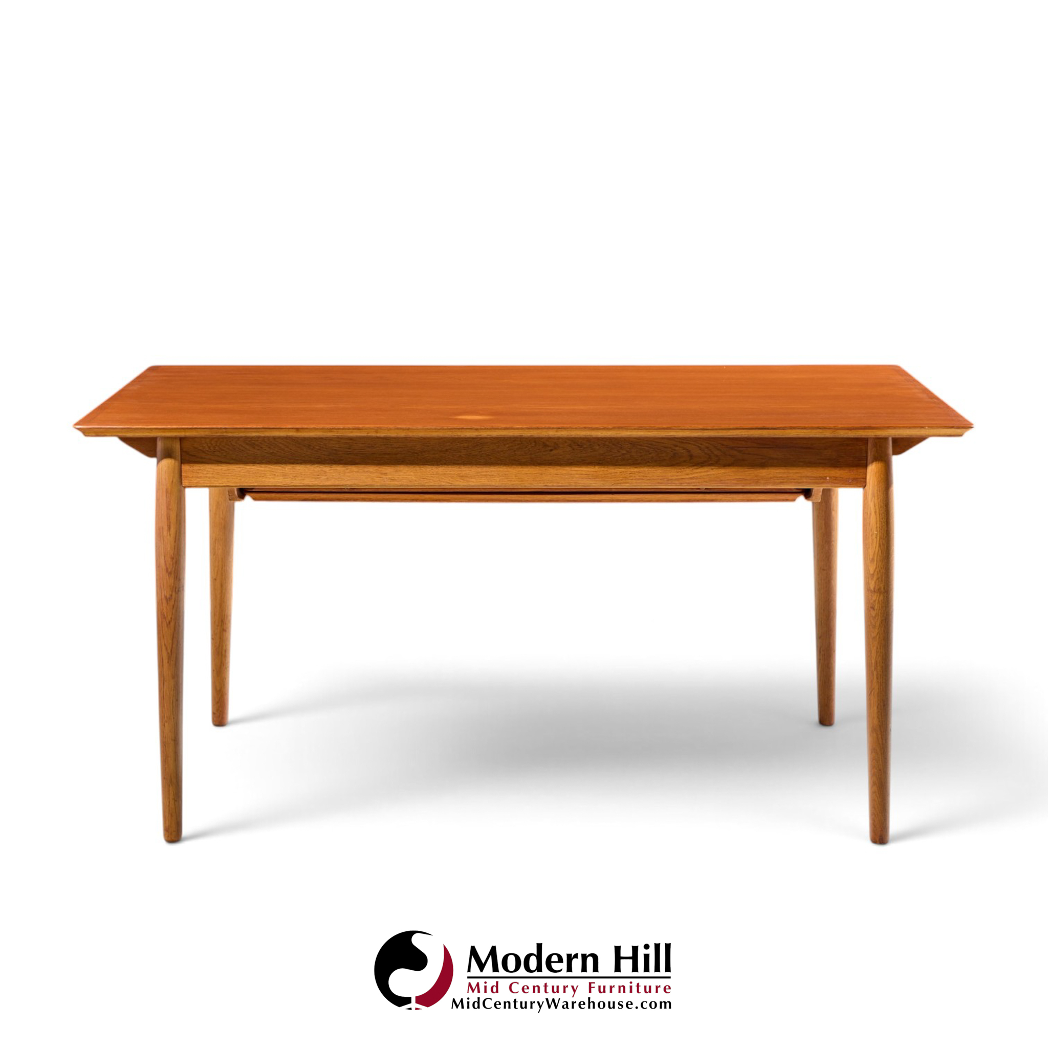 arne vodder for sibast mid century danish teak expanding dining table with 2 leaves