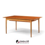 arne vodder for sibast mid century danish teak expanding dining table with 2 leaves