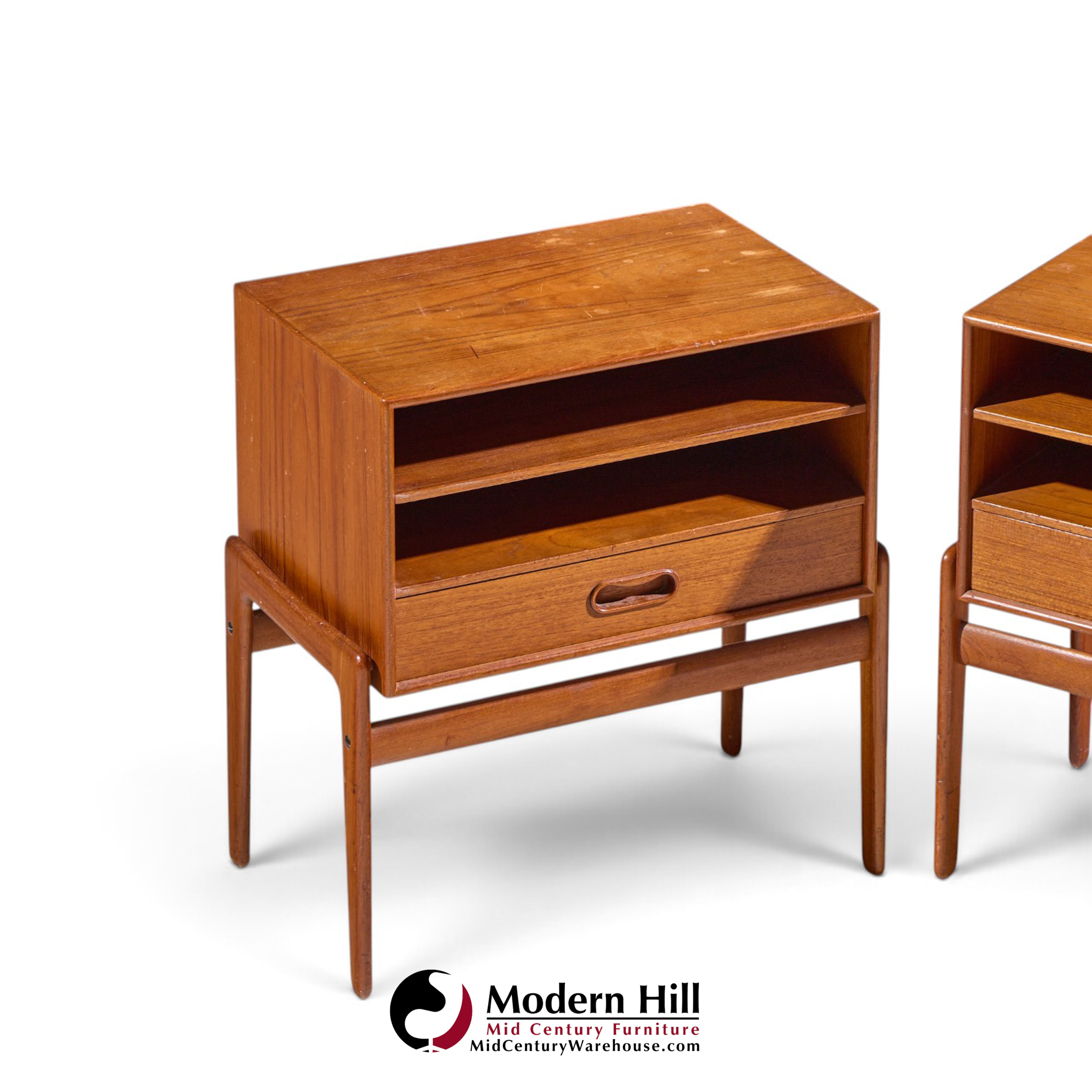 arne vodder for vamo sønderborg mid century danish teak nightstands - pair