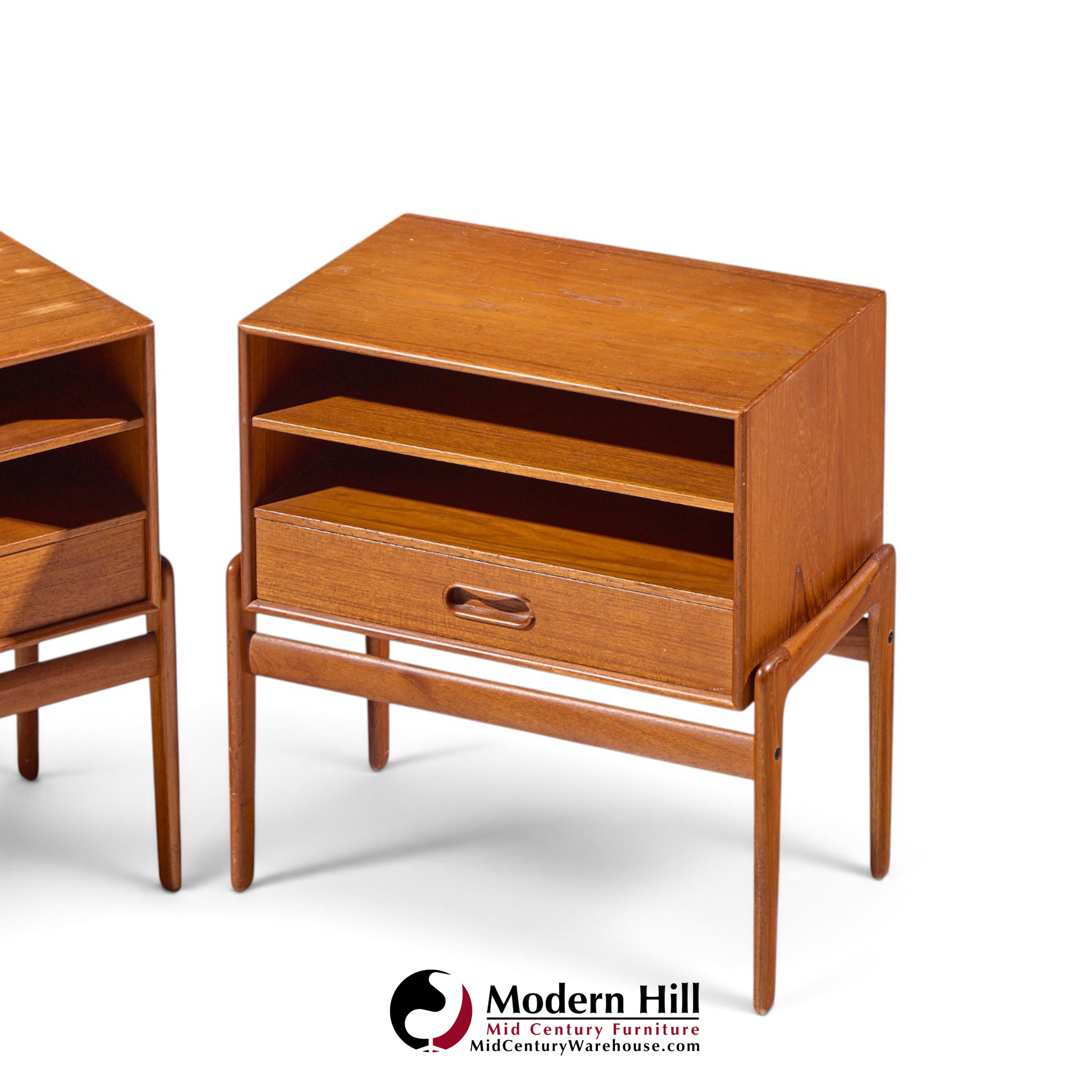 arne vodder for vamo sønderborg mid century danish teak nightstands - pair