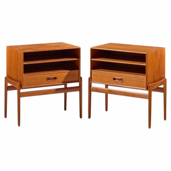 arne vodder for vamo sønderborg mid century danish teak nightstands - pair