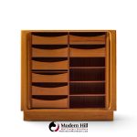 bernhard pedersen mid century danish teak tambour door armoire dresser