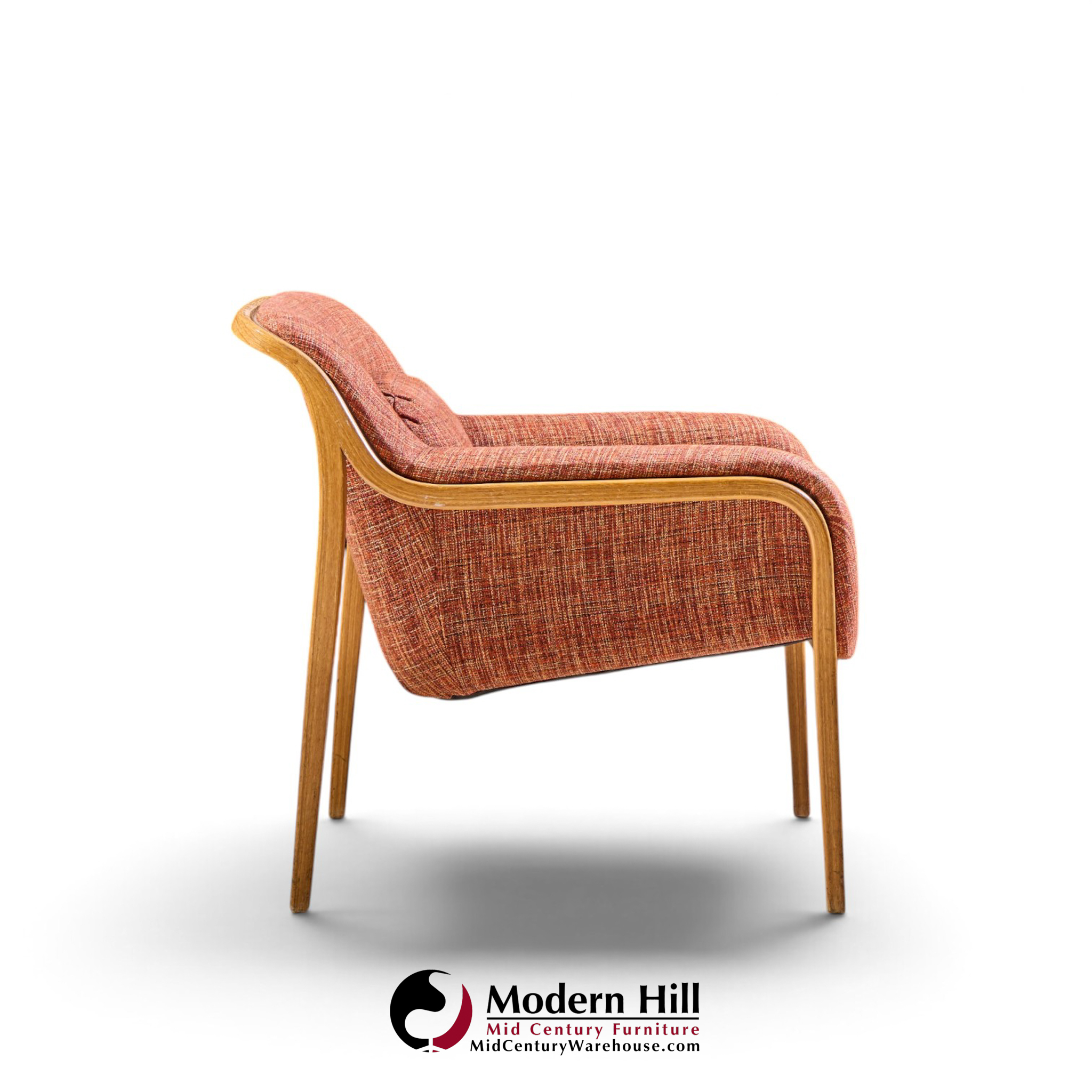 bill stephens for knoll model 1315 mid century bentwood lounge chairs - pair