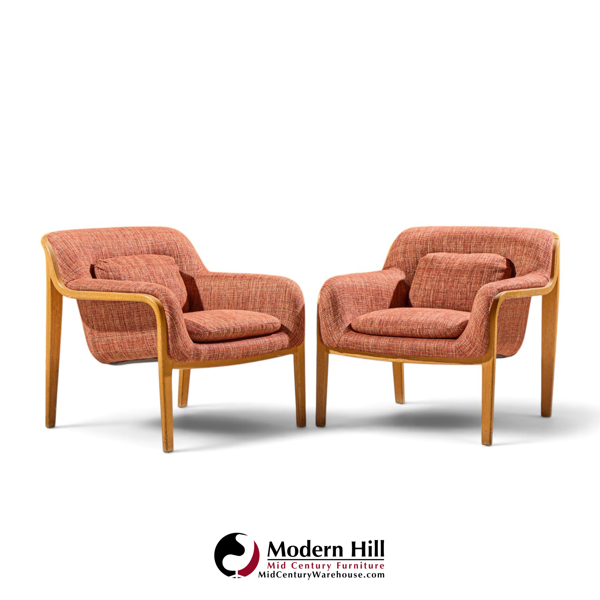 bill stephens for knoll model 1315 mid century bentwood lounge chairs - pair